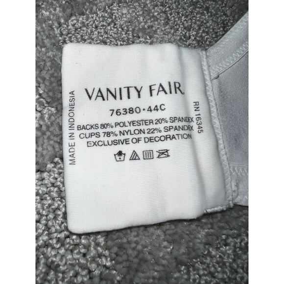 44C Vanity Fair Bra T-Shirt Beauty Back Full Figure Underwire Smoothing White - Picture 9 of 9
